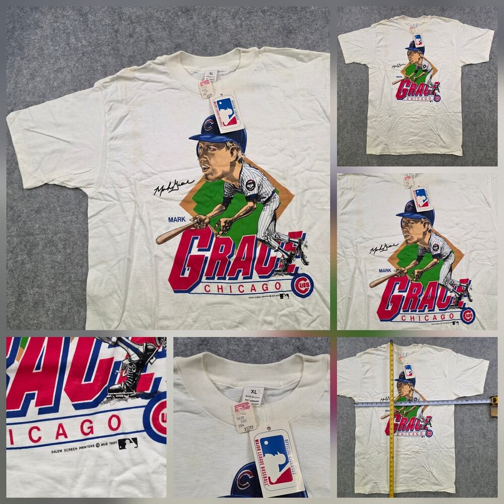 VTG Chicago Cubs T Shirt Mens‎ XL MLB Baseball Mark Grace Salem Caricature 80s
